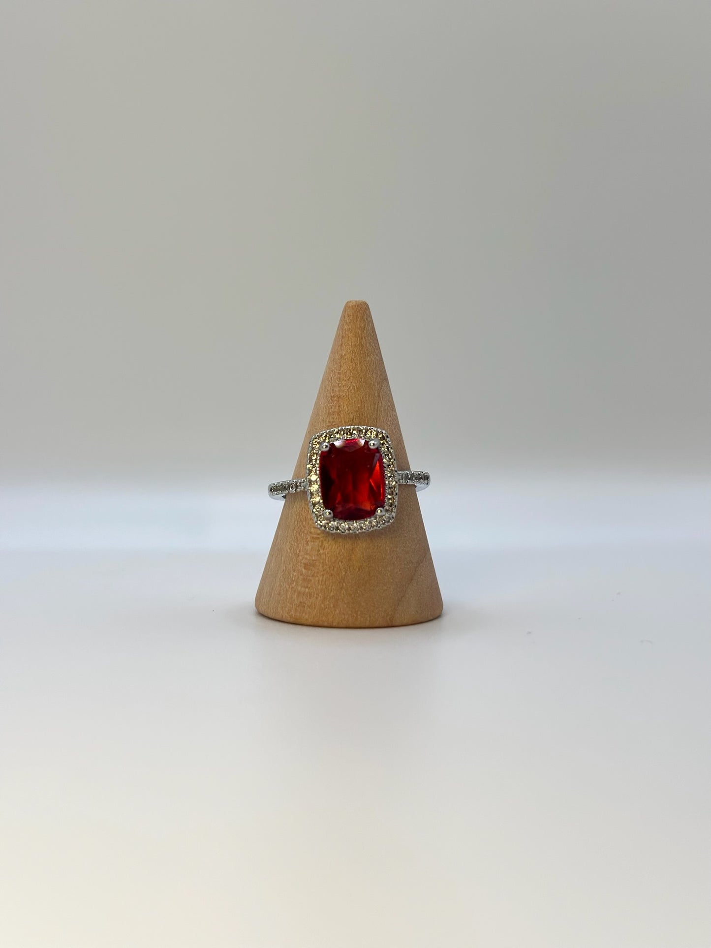 Anello "SOLITARIO ARGENTO-ROSSO"