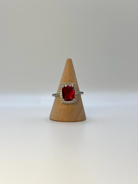 Anello "SOLITARIO ARGENTO-ROSSO"